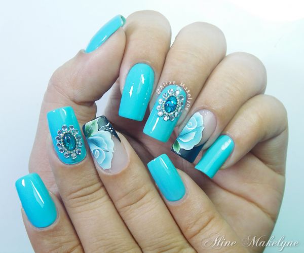 Adesivo artesanal Flor One stroke verde e Jóia para as unhas Loja Aline Makelyne Armario Aereo Com Espelho Para Banheiro ~ Adesivo artesanal Flor One stroke verde e Jóia para as unhas Loja Aline Makelyne